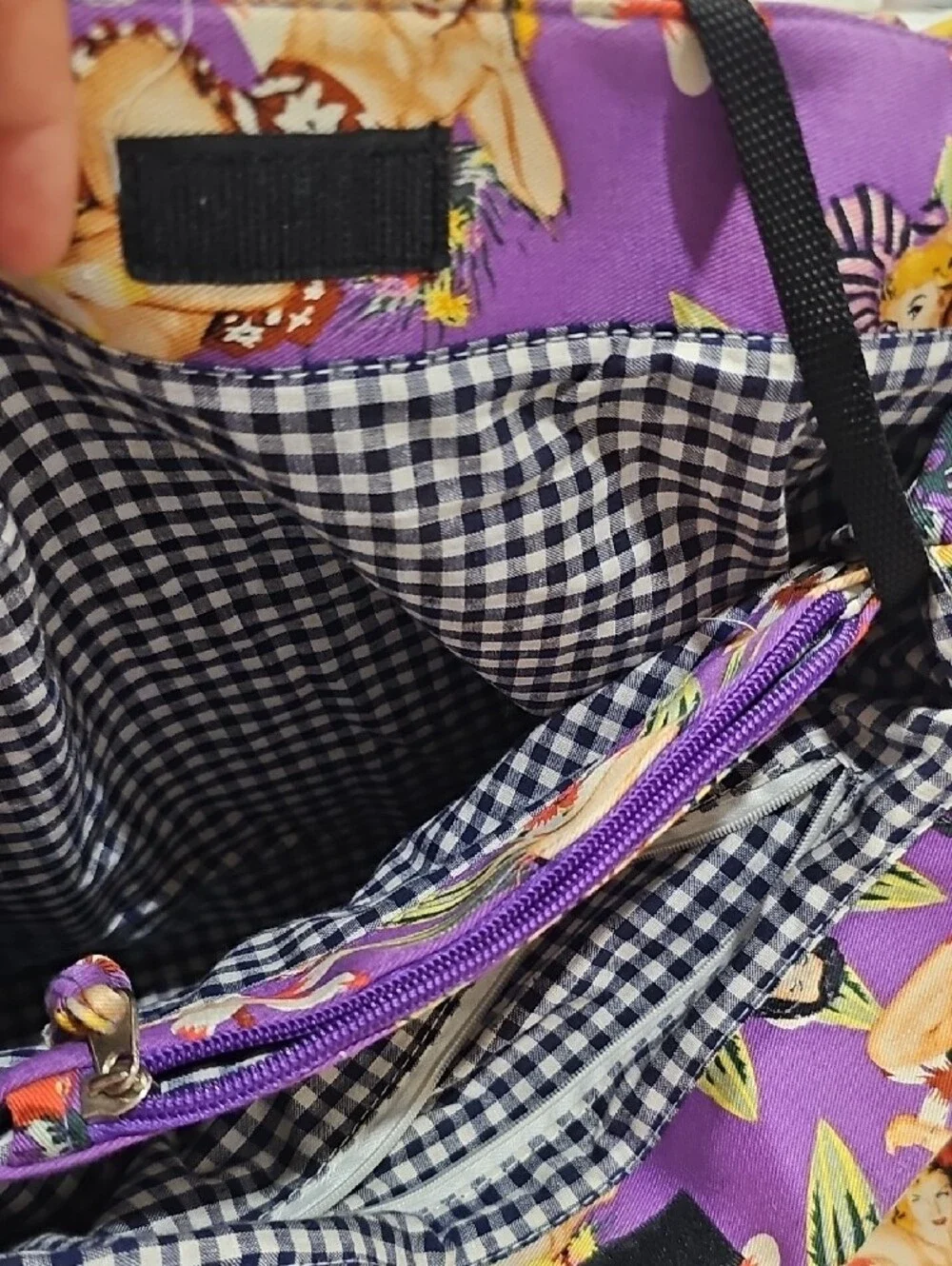 Purple Tropical Pin-Up Print Women's Shoulder Bag